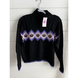 NEW Juicy Couture‎ Sweater Womens L Black High Neck NWT $65 Retail 0299